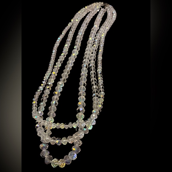 Donna Dressler 1980’s Graduated AB Crystal Bead Necklace 22” - Picture 4 of 13
